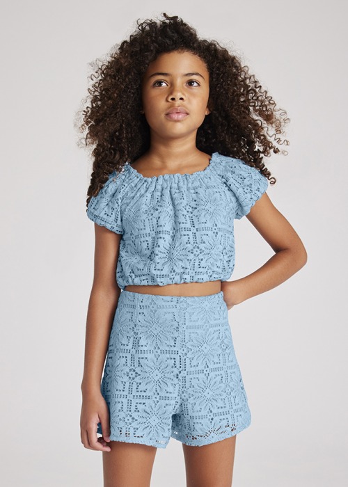 Pantaloncino in pizzo AZZURRO  Ragazza, Mayoral